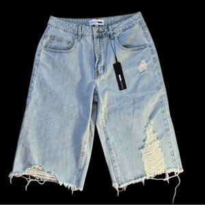Fashion Nova Distressed Jorts Denim Shorts Size 9 NEW Bold Confessions